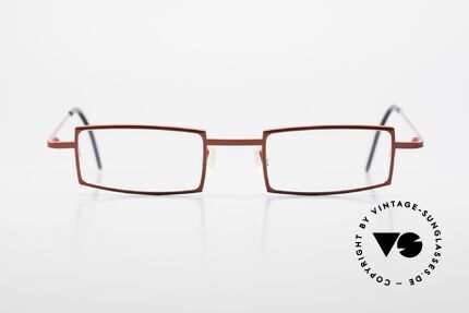 Theo Belgium Largest Square Striking Metal Glasses, very striking frame design with lively red coloring, Made for Women