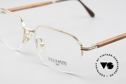 Gold & Wood 546 Men's Wooden Specs Half Rim, classic 1990's model with flexible spring hinges, Made for Men