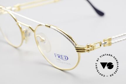 Fred Winch Small Oval Luxury Eyeglasses, precious gold-plated edition in SMALL size 49/21, 135, Made for Men