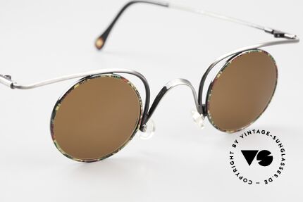 Casanova LC32 Crazy Round Shades 80s 90s, unworn with brown sun lenses for 100% UV protection, Made for Men and Women