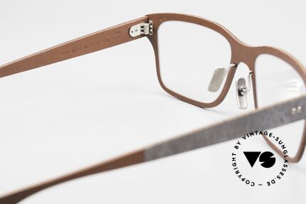 Lucas de Stael Stratus Thin 12 Frame With Leather Cover, color code 04: Magma slate / Medium brown cow leather, Made for Men
