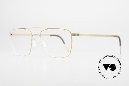 Lindberg 9595 Strip Titanium Vintage Designer Eyewear, frame with double bridge in a costly matt gold finish, Made for Men