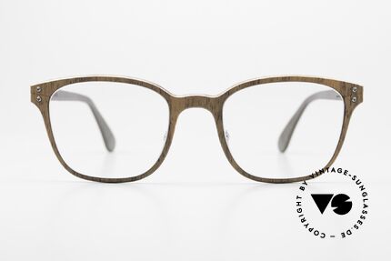 Lucas de Stael Nemus Thin 09 Luxury Frame Wood Leather, a pair of classic designer glasses; handmade in France, Made for Men and Women