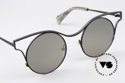 Yohji Yamamoto YY7014 Extravagant Sunglasses, slightly GOLD-mirrored sun lenses; 100% UV protect., Made for Women