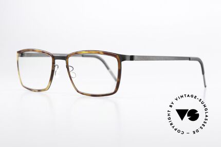 Lindberg 9711 Strip Titanium Striking Men's Eyeglasses, interesting frame coloring: anthracite and "tortoise", Made for Men