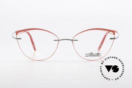 Silhouette 5518 Titanium With Red Accents, enchanting rimless eyeglasses with color accents, Made for Women