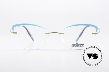 Silhouette 5518 Gold With Turquoise Accents, enchanting rimless eyeglasses with color accents, Made for Women