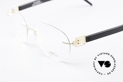 Bajazzo Uli 1 Ladies Gents Rimless Specs, here a rimless unisex model with black & gold, Made for Men and Women