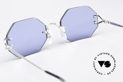 Cartier Rimless Octag Platinum Portofino Decor, with new CR39 UV400 lenses in solid blue; 100% UV, Made for Men and Women