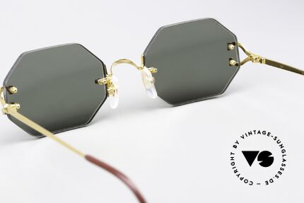 Cartier Rimless Octag Rimless Octagonal Shades, with new CR39 UV400 lenses in gray-green G15 color, Made for Men and Women