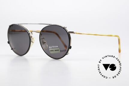 Giorgio Armani 138 Clip On Panto Vintage Frame, golden metal frame in size 49/20 with black Clip-On, Made for Men and Women