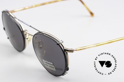 Giorgio Armani 138 Clip On Panto Vintage Frame, can be used as sunglasses and prescription eyewear, Made for Men and Women