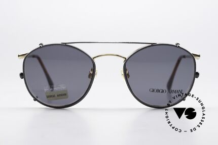 Giorgio Armani 132 With Blue Metallic Clip On, world famous 'panto'-design .. a real eyewear classic, Made for Men and Women