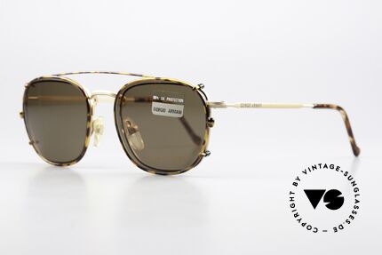 Giorgio Armani 137 Square Panto With Sun Clip, frame = matt gold / chestnut; sun clip-on = chestnut, Made for Men and Women