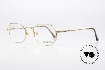 Giorgio Armani 151 Octagonal Vintage Eyewear, the full frame is decorated with costly engravings, Made for Men and Women