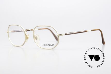 Giorgio Armani 182 Rare 80's Designer Frame, dulled gold frame front with dark brown temples, Made for Men and Women