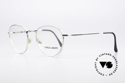 Giorgio Armani 165 Panto Eyeglasses 80s 90s, silver-chrome metal frame; in M size 50-20, 140mm, Made for Men and Women