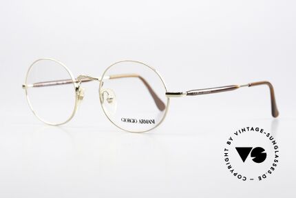 Giorgio Armani 172 No Retro 90s Oval Glasses, premium craftsmanship; timeless in gold & brown, Made for Men and Women