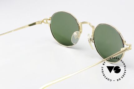 Jean Paul Gaultier 55-3171 22ct Gold-Plated 90's Frame, no retro; a rare ORIGINAL with grass green sun lenses, Made for Men and Women