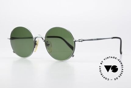 Jean Paul Gaultier 55-1176 90s Round Designer Shades, 'fir green' metallic frame with 2 small 'JPG'-logos, Made for Men and Women