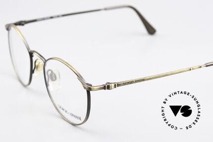 Giorgio Armani 132 Small Panto Glasses 90's, SMALL size 47-19, 130mm with ANTIQUE-GOLD finish, Made for Men