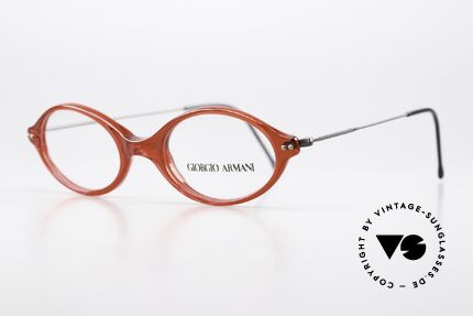 Giorgio Armani 378 Unisex 90s Frame Oval Small, lightweight plastic front with thin "wire temples", Made for Men and Women