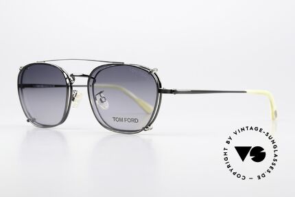 Tom Ford TF5335 Designer Frame Clip On, interesting frame finish in 'ruthenium / gunmetal', Made for Men and Women