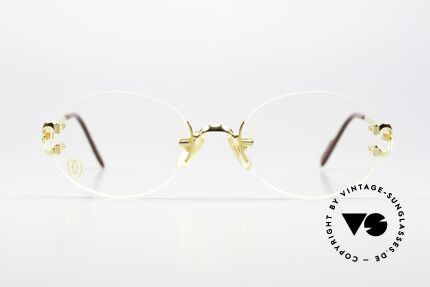 Cartier Scala 90s Frame Rare 52mm Size, 22ct gold-plated model SCALA in size 52-20, 135, Made for Men and Women