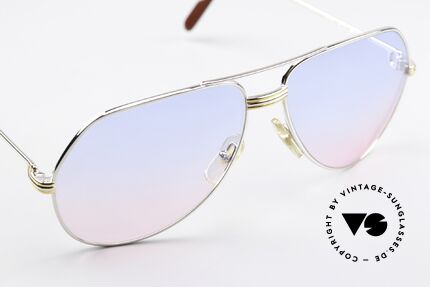 Cartier Vendome LC - L Platinum Sunglasses 1983, unique sun lenses with a gradient from baby-blue to pink, Made for Men