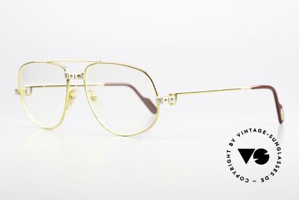 Cartier Romance Santos - M 1980's Luxury Frame 22ct, this pair (with SANTOS decor) is MEDIUM size 56-16, 135, Made for Men and Women