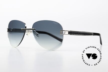 Fred Hawai V F1 Rimless Aviator Sunglasses, very elegant titanium temples with black iguana leather, Made for Men and Women