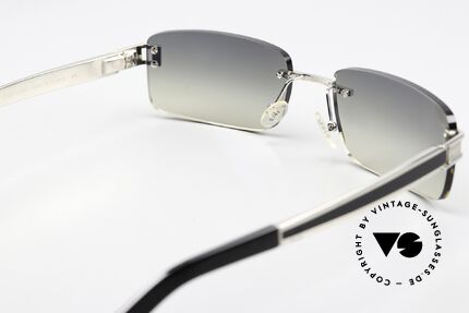 Fred Hawai F1 Square Rimless Sunglasses, the orig. gray-gradient sun lenses are slightly mirrored, Made for Men