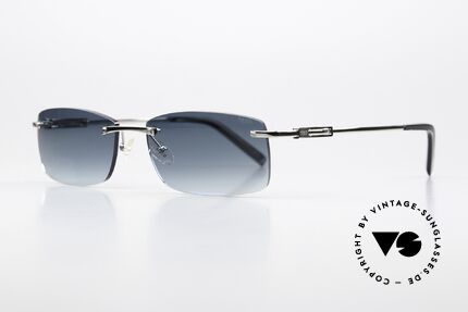 Fred Cayman F6 Rimless Sunglasses Square, costly palladium-plated frame & blue-gradient lenses, Made for Men