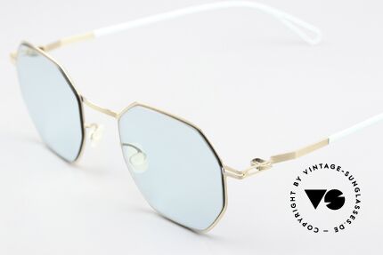 Mykita Walsh Bernhard Willhelm Design, color 812: gold/turquoise + turquoise tinted lenses, Made for Men and Women