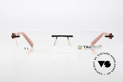 Tag Heuer 8104 Trends Red Black Racing Frame, rimless gentlemen's eyeglasses with spring hinges, Made for Men