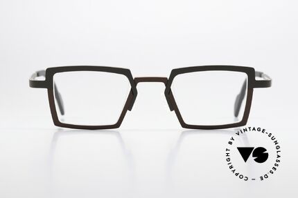 Theo Belgium Splitting Bamboo Pure Titanium Eywear, rather men's eyeglasses, rectangular shape, bicolor, Made for Men