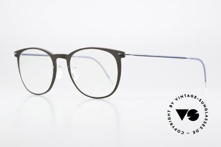 Lindberg 6529 NOW Taupe And Dark Blue, taupe frame front with "dark blue metallic" temples, Made for Women