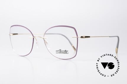 Silhouette 5500 Ladies Frame Purple Rose, fine rimless eyeglasses with feminine demo lenses, Made for Women