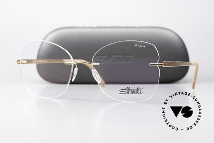 Silhouette 5529 Elegant Momentum Series, here with very feminine demo lenses & in rosé gold, Made for Women