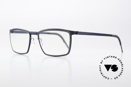 Lindberg 9711 Strip Titanium Striking Men's Eyeglasses, interesting frame coloring: anthracite and dark blue, Made for Men