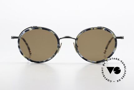 Thom Browne TBS813 Classy Round Sunglasses, titanium frame with acetate rings in size 49-23, Made for Men