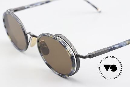 Thom Browne TBS813 Classy Round Sunglasses, anti-reflective sun lenses with a solid brown tint, Made for Men