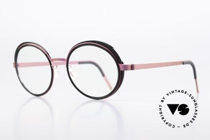 Lindberg 9732 Strip Titanium Purple Metallic Black, beautiful ladies glasses with inner rims; eye-catcher!, Made for Women