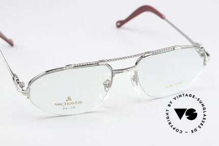 Machiavelli 24-70 80's Frame Platinum Plated, half rimless (nylor glasses), very pleasant to wear, Made for Men