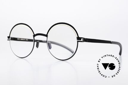 Mykita Otti Designer Frame Ladies Round, color 167 'Gold/Jet Black = interesting ladies glasses, Made for Women