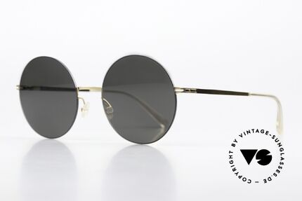 Mykita Yoko Big Round Sunglasses, color code 056 = 'Gold / Black / Darkgrey Solid Lenses', Made for Women